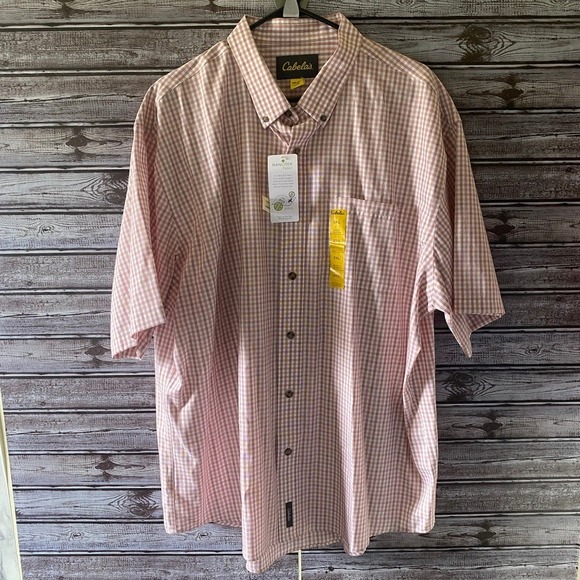 Cabela's Other - Cabela's Men's Short-Sleeved Button-Down Shirt Size 2XL White Red Plaid NWT